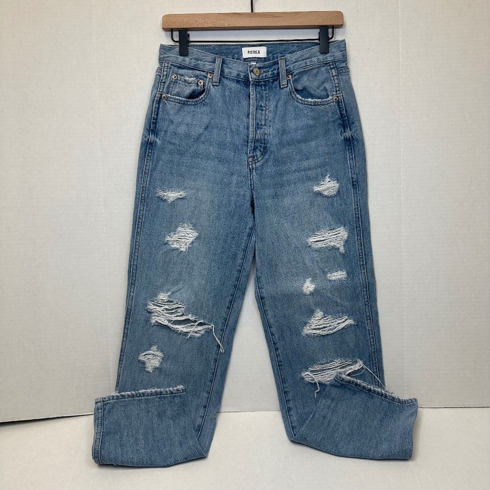 Pistola Straight leg light distress jeans size 25